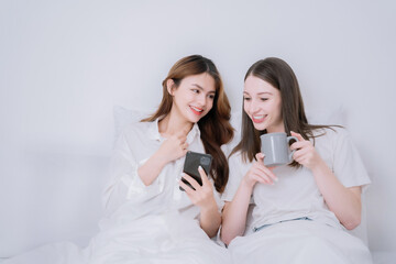 LGBT Lesbian couple love moments happiness concept.