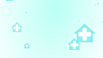 Medical health blue green cross on home pattern background. Abstract banners with prevent virus infection and healthcare stay home concept.