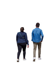 Jeune couple en promenade par temps printanier.  - obrazy, fototapety, plakaty