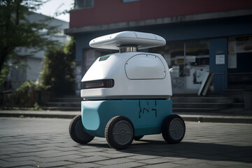 robot delivery in the city. Generation AI.
