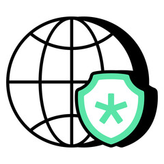 A flat design icon of global medical security 