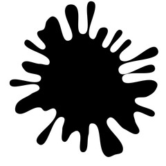 Ink drops and splashes. Blotter spots, liquid paint drip drop splash and ink splatter. Artistic dirty grunge abstract spot vector set. Illustration monochrome drip splash, splat messy inkblot. Vector 