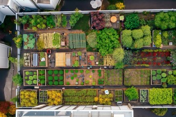 Colorful Rooftop Garden Filled with Vegetables and Herbs