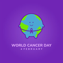 World cancer day with earth globe illustration