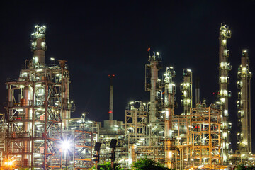 Fototapeta na wymiar Oil​ refinery​ plant and tower column of Petrochemistry industry in tank oil​ and​ gas​ ​industrial with​ cloud​