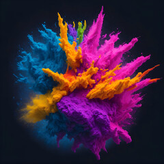 Colorful paint explosion, ai generated graphic art, holi holiday idea, powder paints, fun and joy of sustainable living