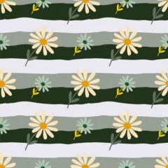 Tuinposter Aster flower seamless pattern. Little chamomile floral ornament wallpaper. © smth.design