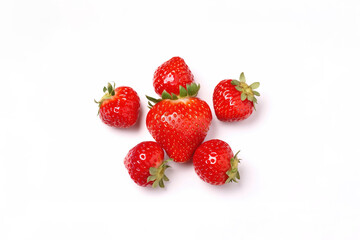 Fresh some whole strawberries isolated on white background. Created with Generative AI Technology