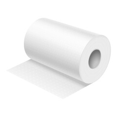 Realistic vector illustration of paper towel mockup. Folded paper towel or wipe. Realistic closeup of wipe roll. Scroll for bath and restroom, domestic hand cleaner. Hygiene and household theme.
