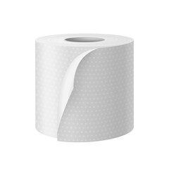 Vector isolated toilet paper roll. Realistic object or toilet or bathroom. Closeup of paper towel tube. Sanitary cylinder for wc. Hygienic white sheet. Household element or domestic accessories theme