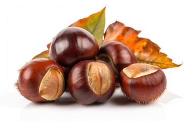 Chestnut isolated on white background. Generative AI