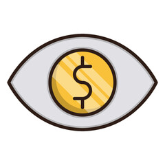 dollar sign and eye icon