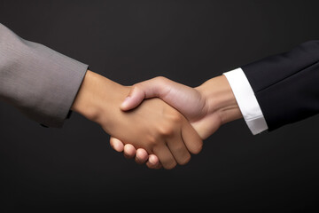 Business agreement handshake hand gesture on dark background