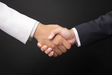 Business agreement handshake hand gesture on dark background