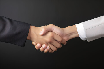 Business agreement handshake hand gesture on dark background