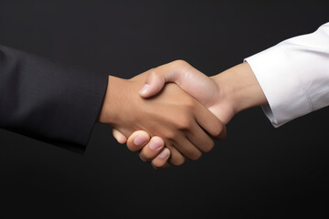 Business agreement handshake hand gesture on dark background