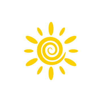 simple yellow spiral sun icon illustration vector