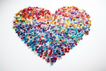 Colorful heart pattern on white background for Valentine's, birthdays or weddings. Generative AI