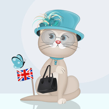 illustration of cat representing the English queen