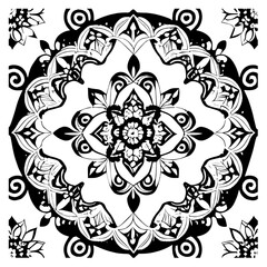 Flower clipart vector design black and white
