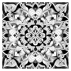 Flower clipart vector design black and white