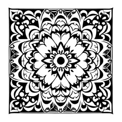 Flower clipart vector design black and white