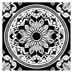 Flower clipart vector design black and white