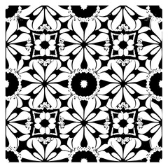 Flower clipart vector design black and white