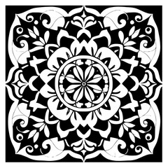 Flower clipart vector design black and white