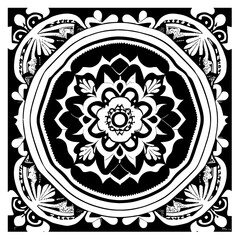 Flower clipart vector design black and white