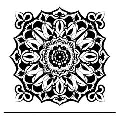 Flower clipart vector design black and white