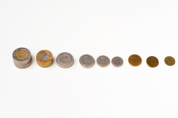 money Polish coins on a white background