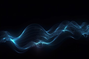 Obraz premium Cyan light flow on dark background. Digitally generated AI image