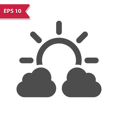 Sun And Cloud Icon - Sunny, Cloudy, Weather Vector Icon