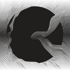 Abstract motion graphic design background . Black circle and horizontal lines . Transition shapes . Movement composition . Vector illustration