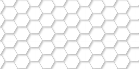 Fototapeta premium Seamless pattern with hexagons and 3d Hexagonal structure futuristic white background and Embossed Hexagon , honeycomb white Background ,light and shadow ,Vector. 