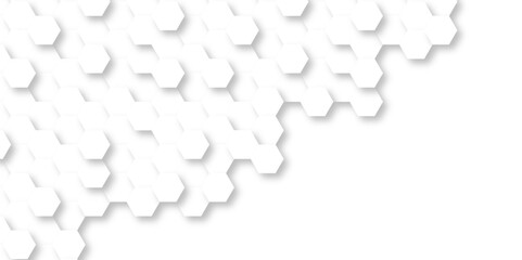 Seamless pattern with hexagons and 3d Hexagonal structure futuristic white background and Embossed Hexagon , honeycomb white Background ,light and shadow ,Vector.	