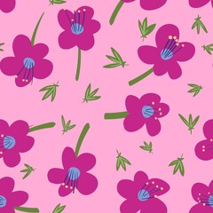 seamless pattern with pink flowers