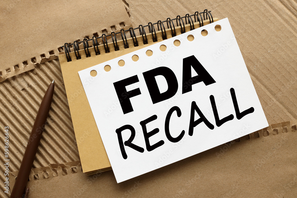 Poster fda recall. two notepads on a crvft background with text