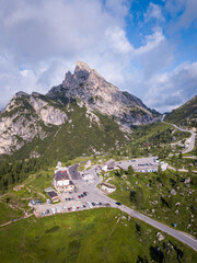 aerial view of falzarego pass, italy