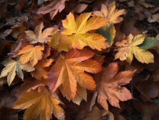 Naklejka na ściany i meble A group of autumn leaves