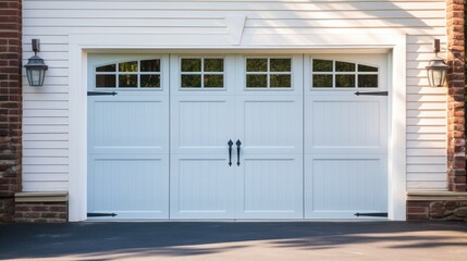 Naklejka na ściany i meble A white garage door generative ai