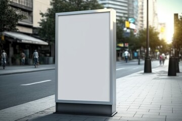 Blank white billboard with copy space area on the city street made with Generative AI