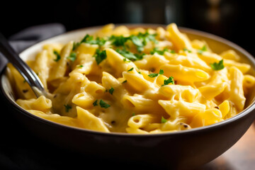 close-up of a creamy pasta dish