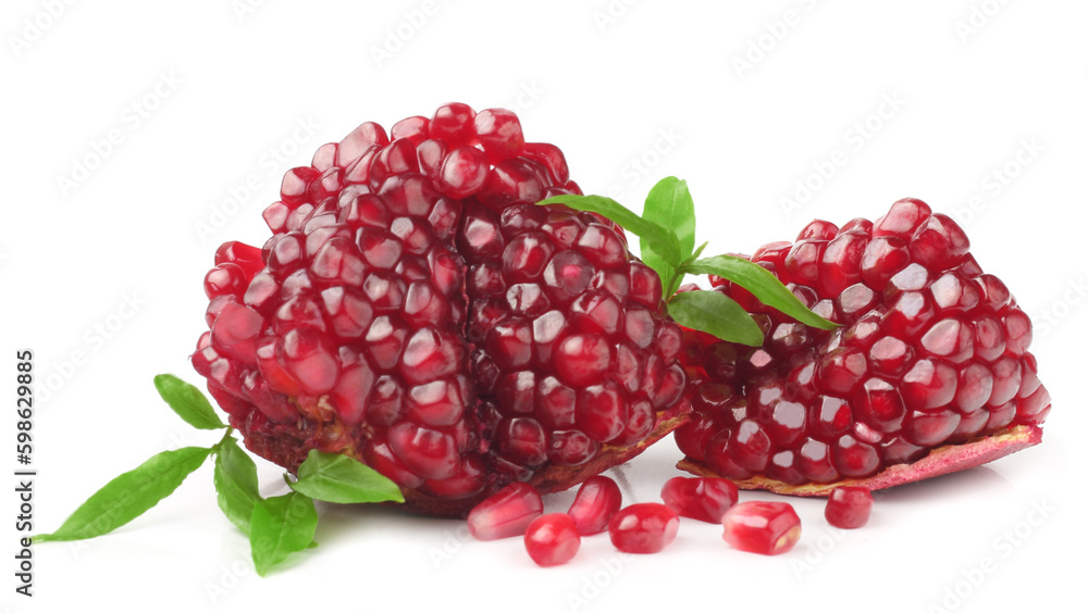 Sticker Ripe pomegranate fruit isolated on white background