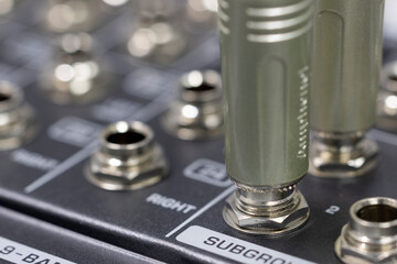 Close up of audio mixer