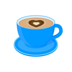 Cup of coffee with heart. Color vector illustration, isolated.	