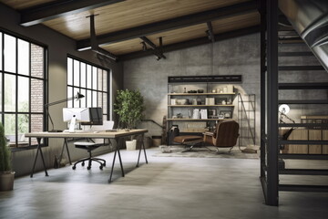 Fototapeta na wymiar Modern office interior in loft style