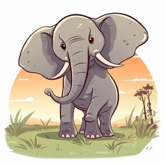 cute kawaii style elephant graphic illustration, generative ai