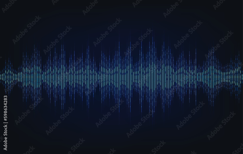 Poster vector audio wavefrom. abstract music waves oscillation. futuristic sound wave visualization..